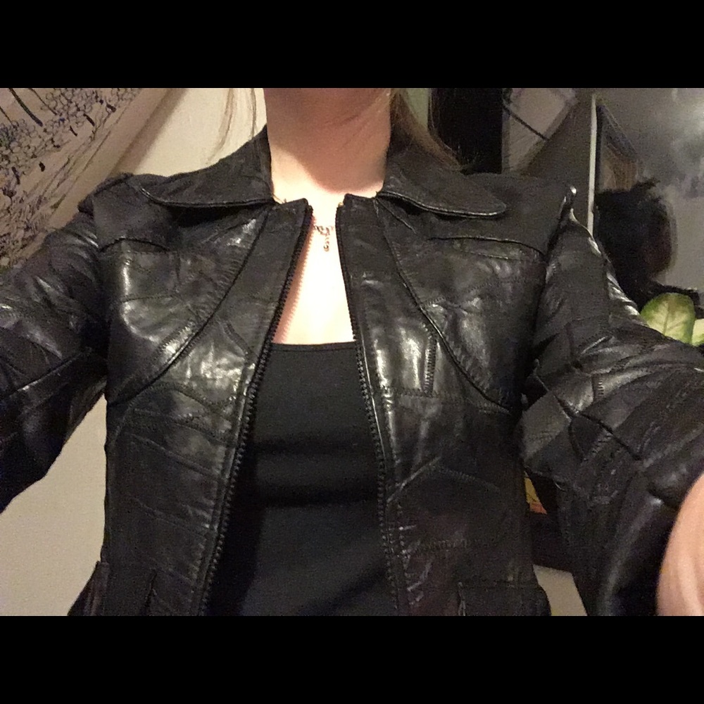 Vintage patchwork leather jacket